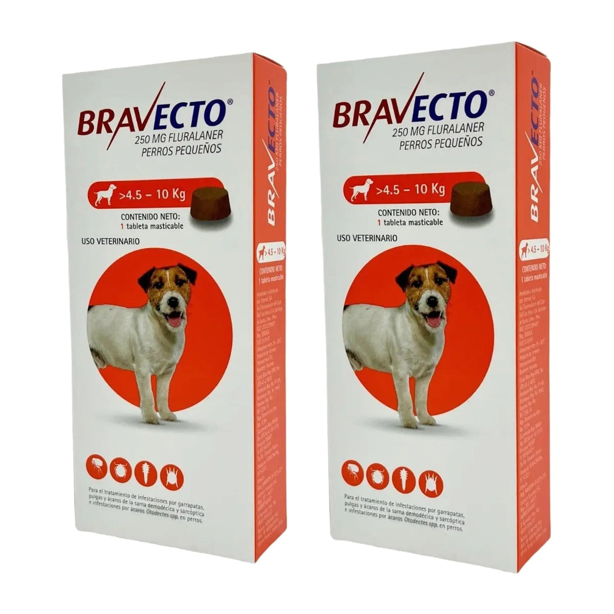 Bravecto 2 Piezas Contra Pulgas Para Perro De 4.5 A 10 Kg - vista 2