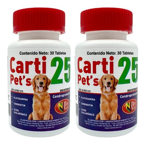 Paquete De 2 Frascos Tabletas Carti Pets 25, 30 Tabletas