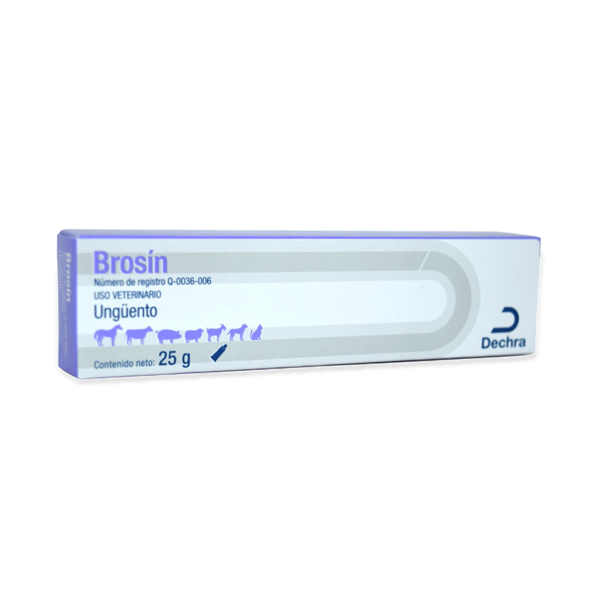 Brosin Dechra 25 g — envase completo sobre fondo blanco