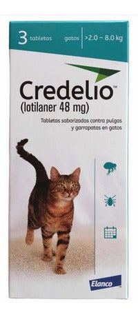 Credelio Gato 48 Mg Para Peso De 2.0 A 8.0 Kg 3 Tabletas