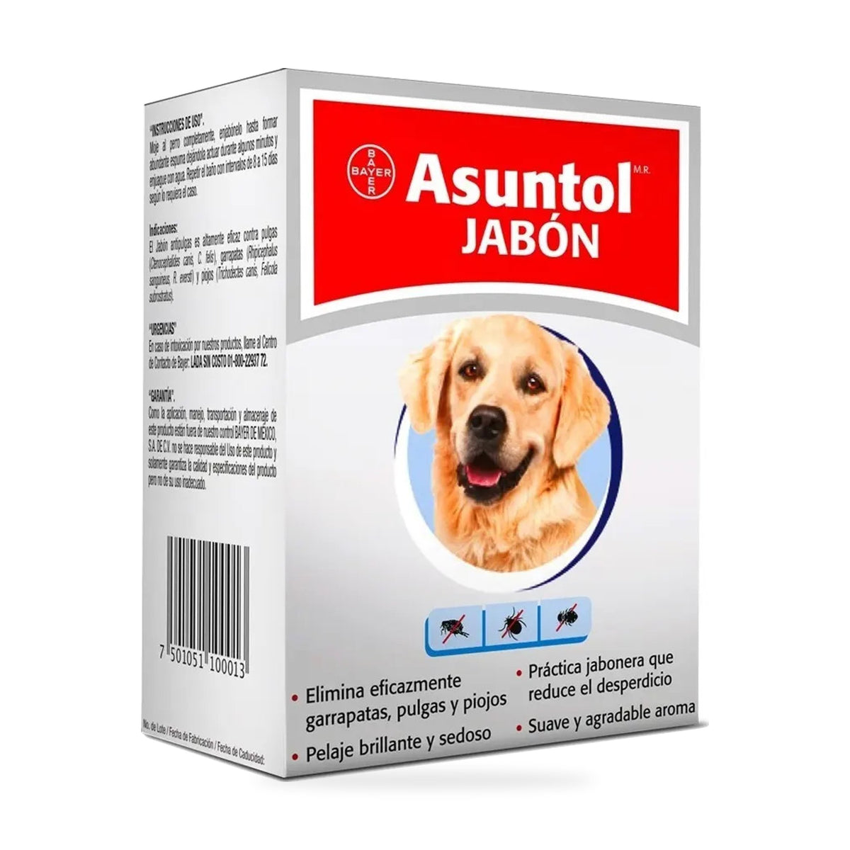 Asuntol Jabon Antipulgas Barra 100 g — vista completa del empaque original