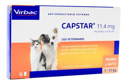 Capstar 11.4 Mg Antipulgas 6 Tab Perros Menores 11 Kg Virbac