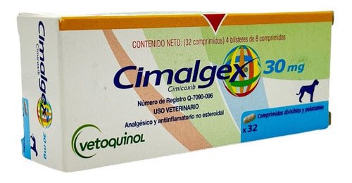 Cajita Cimalgex 30 Mg 32 Comprimidos Palatables Vetoquinol
