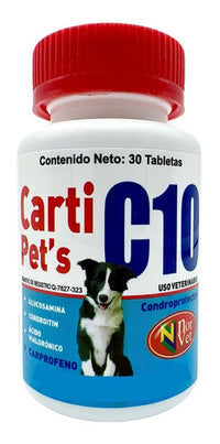 Tabletas Carti Pets C10 Frasco 30 Tabletas Condroprotectoras