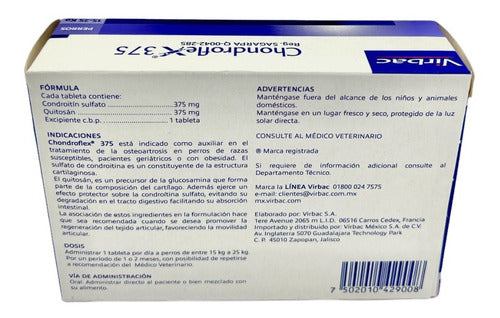 Paquete De 2 Chondroflex 375 Virbac 15-25 Kg 30 Tabletas