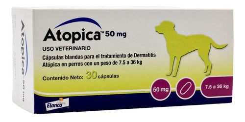 Atopica 50 Mg Perros De 7.5 A 36 Kg 30 Tabletas Elanco