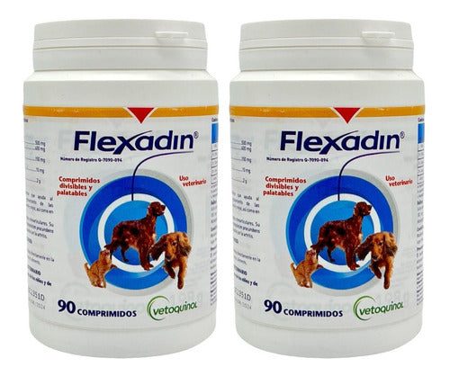 Paquete De 2 Frascos Flexadin Vetoquinol 90 Tabletas Perros