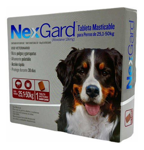 Pastilla Nexgard Antipulgas Para Perros De 25.1 A 50 Kg - CLIKEA