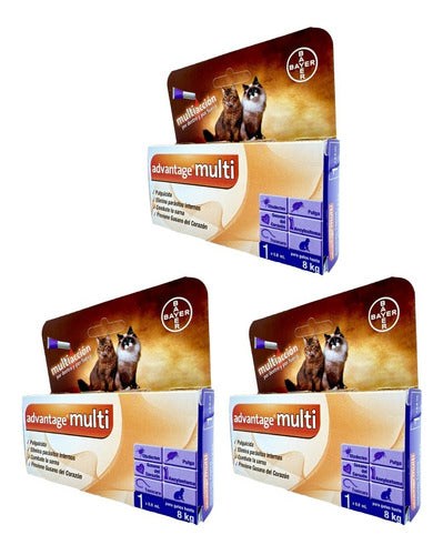 Paquete De 3 Advantage Multi Pipeta Gatos De 8 Kg 0.8 Ml