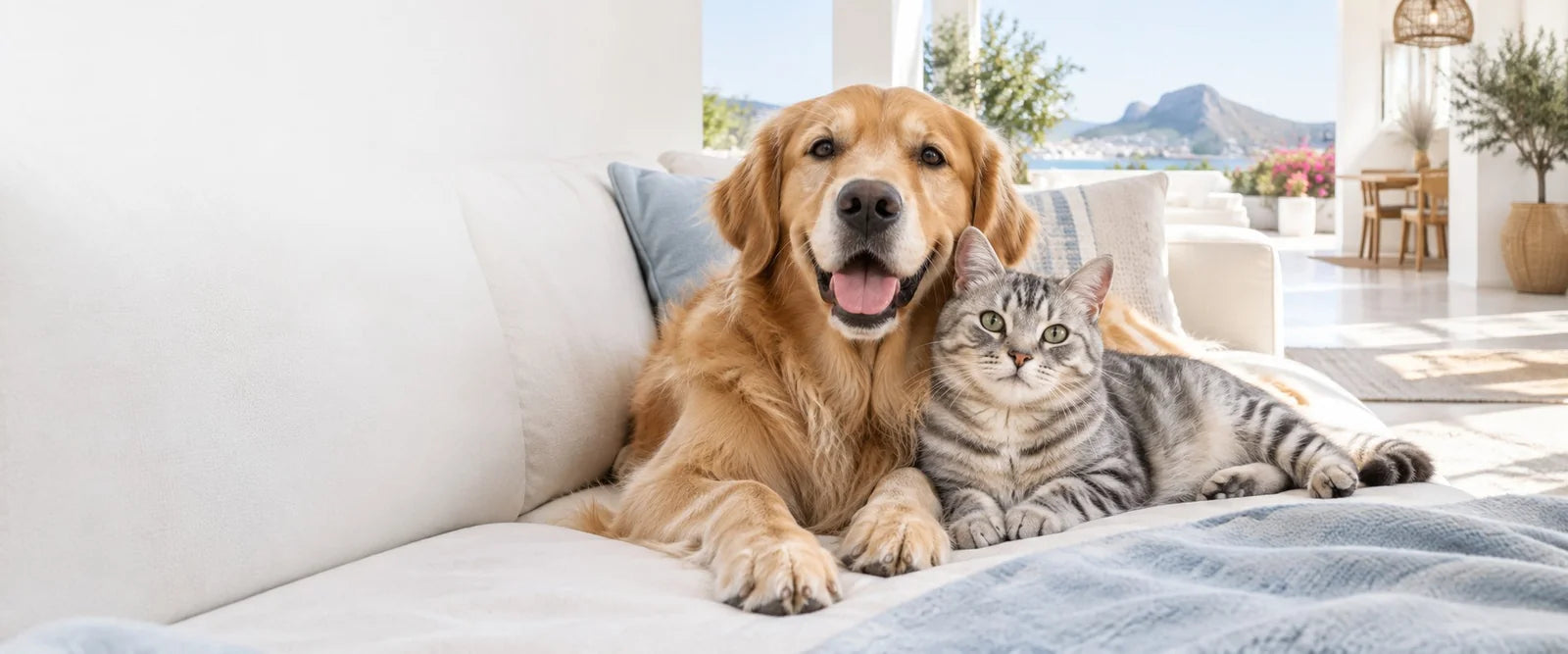Perro y gato juntos en casa