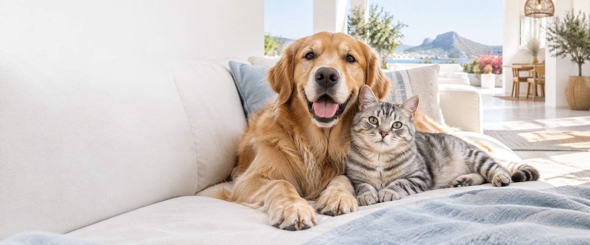 Perro y gato juntos en casa