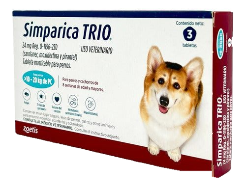Simparica Trio 3 Tabletas para Perros 10-20 Kg